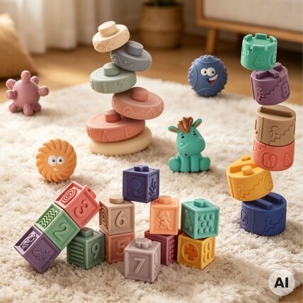 WOOPIE BABY 27 minkštų sensorinių kaladėlių rinkinys 1 WOOPIE BABY 27 minkštų sensorinių kaladėlių rinkinys 1