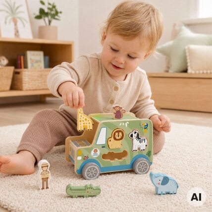 TOOKY TOY Safari veiklų kubo automobilis 1 TOOKY TOY Safari veiklų kubo automobilis 1