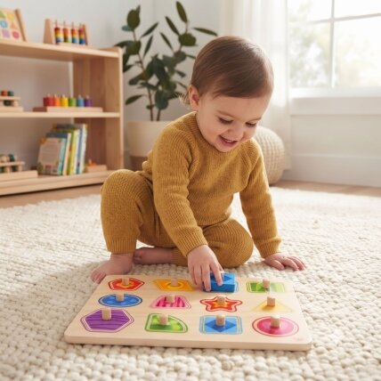 TOOKY TOY Dėlionė Montessori formų mokymasis su smeigtukais 1 TOOKY TOY Dėlionė Montessori formų mokymasis su smeigtukais 1