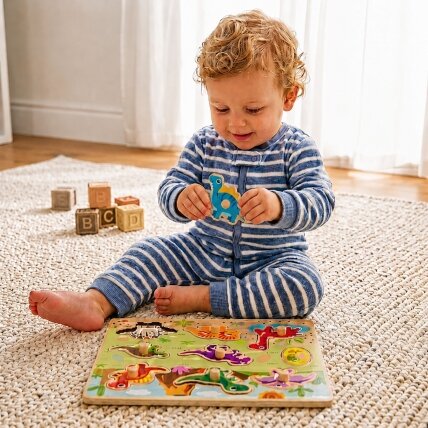 TOOKY TOY Medinės Montessori dėlionės Dėlionė Dinozaurai Formos 1