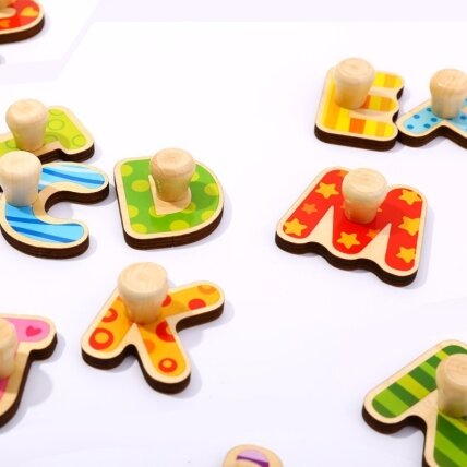 TOOKY TOY Montessori abėcėlės dėlionė su kaištukais 5