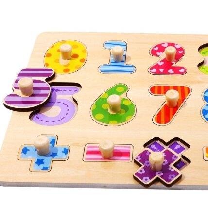 TOOKY TOY Medinės dėlionės Skaičiavimo mokymasis Dėlionė su smeigtukais Skaičiai 3
