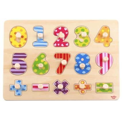 TOOKY TOY Medinės dėlionės Skaičiavimo mokymasis Dėlionė su smeigtukais Skaičiai 6