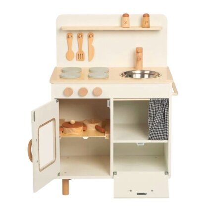 TOOKY TOY Medinė smėlio spalvos virtuvėlė su priedais 2