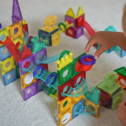WOOPIE Magnetiniai konstrukciniai 3D kaladėlės edukacinis rinkinys kamuoliukų trasa 170el. 5