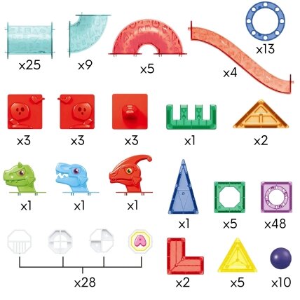 WOOPIE Magnetiniai konstrukciniai 3D kaladėlės edukacinis rinkinys kamuoliukų trasa 170el. 7