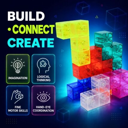 Woopie magnetinės kaladėlės Tetris 3D konstravimo dėlionė 3 Woopie magnetinės kaladėlės Tetris 3D konstravimo dėlionė 3