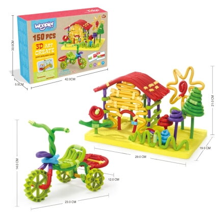 WOOPIE konstravimo šiaudelių 3D rinkinys, lazdelės ir vamzdeliai, kūrybinis rinkinys, 150 vnt. 5 WOOPIE konstravimo šiaudelių 3D rinkinys, lazdelės ir vamzdeliai, kūrybinis rinkinys, 150 vnt. 5