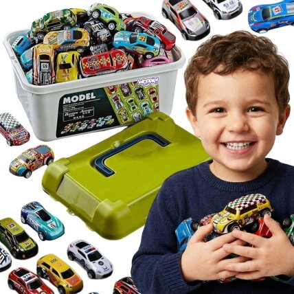 WOOPIE lenktyninių automobilių rinkinys dėžutėje 30 vnt. + kilimėlis
