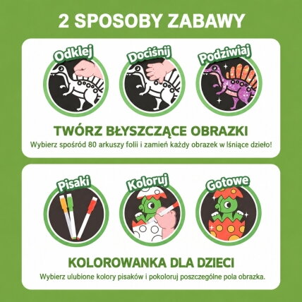 WOOPIE kūrybinis rinkinys – dekoravimas folija ir spalvinimas, dinozauras, 121 vnt. 5 WOOPIE kūrybinis rinkinys – dekoravimas folija ir spalvinimas, dinozauras, 121 vnt. 5