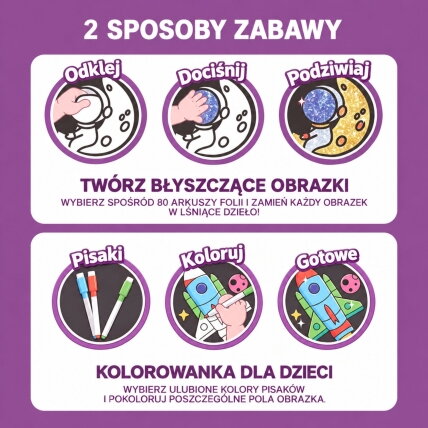 WOOPIE kūrybinis rinkinys „Kosmosas“ – folijos aplikacijos ir spalvinimo knygelė su kosmonautu, 121 vnt. 5