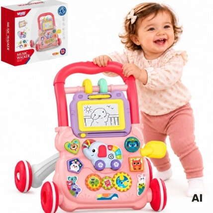 WOOPIE BABY Interaktyvi muzikinė vaikštynė-stumdukas + piešimo lentelė WOOPIE BABY Interaktyvi muzikinė vaikštynė-stumdukas + piešimo lentelė