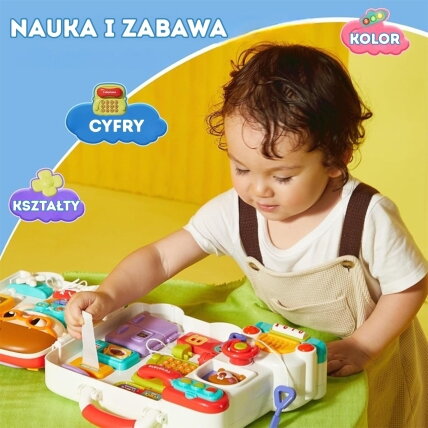 WOOPIE  BABY Interaktyvi veiklų lenta berniukui Busy Car 3w1 sensorinis lagaminėlis 1