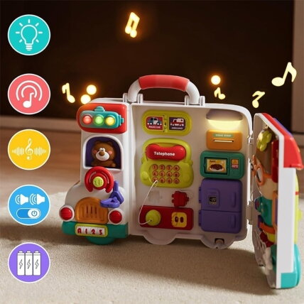 WOOPIE  BABY Interaktyvi veiklų lenta berniukui Busy Car 3w1 sensorinis lagaminėlis 2