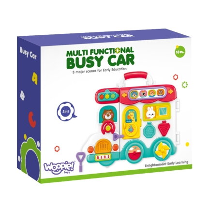 WOOPIE  BABY Interaktyvi veiklų lenta berniukui Busy Car 3w1 sensorinis lagaminėlis 5