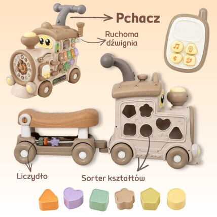 WOOPIE BABY interaktyvus traukinukas, stumdukas ir paspirtukas 3w1, lavinamasis, su garsais ir šviesomis 10 WOOPIE BABY interaktyvus traukinukas, stumdukas ir paspirtukas 3w1, lavinamasis, su garsais ir šviesomis 10