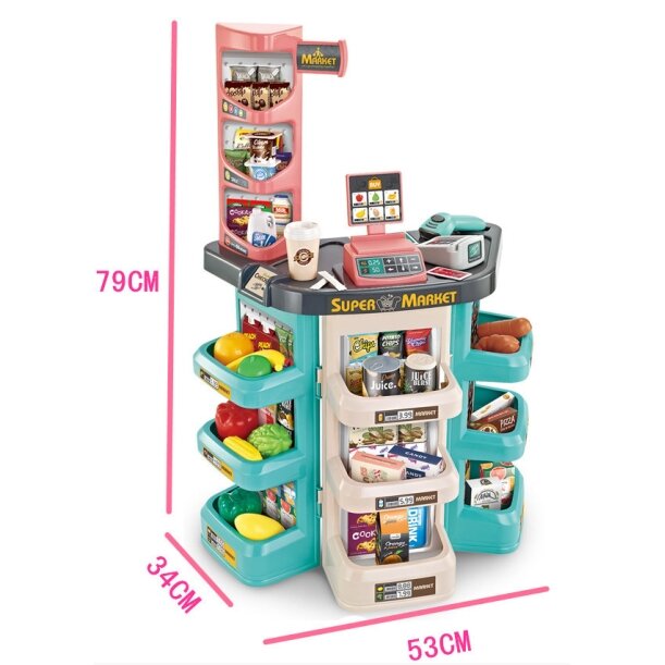 WOOPIE Parduotuvė Supermarketas ir pirkinių vežimėlis Krepšelis Parduotuvės kasa Svarstyklės Skaitytuvas 47 priedai 7 WOOPIE Parduotuvė Supermarketas ir pirkinių vežimėlis Krepšelis Parduotuvės kasa Svarstyklės Skaitytuvas 47 priedai 7