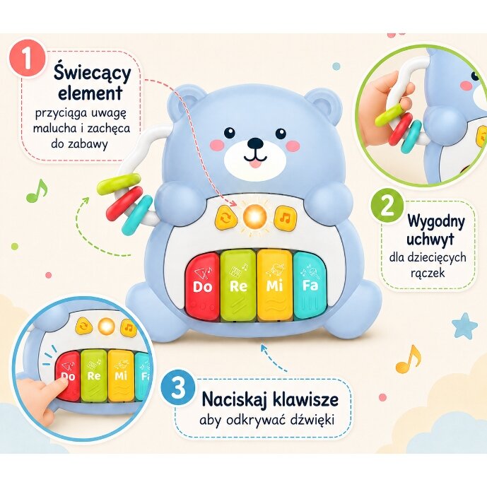 WOOPIE BABY Interaktyvus pianinas Muzikinis meškiukas 1 el. 2 WOOPIE BABY Interaktyvus pianinas Muzikinis meškiukas 1 el. 2