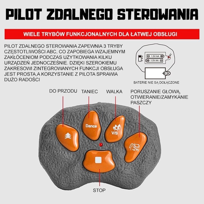 WOOPIE Nuotoliniu būdu valdomas RC robotas dinozauras T-Rex 9