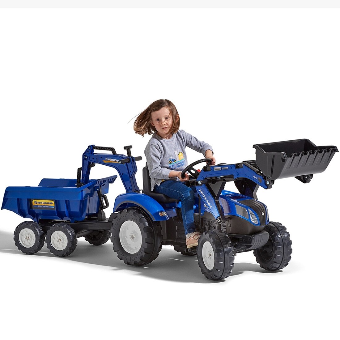 FALK pedalinis traktorius New Holland T8 su ekskavatorium ir priekaba 3–7 m. 11