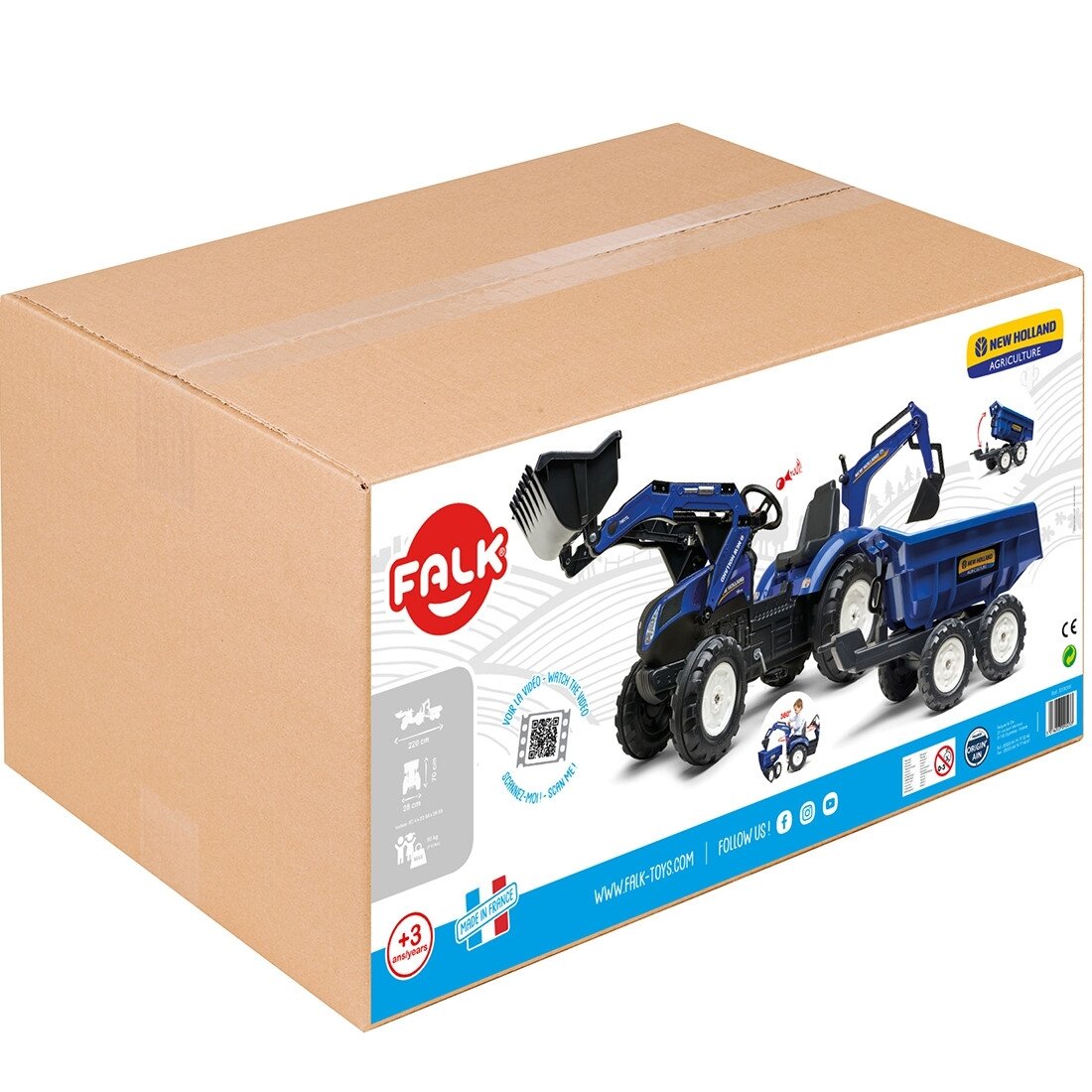 FALK pedalinis traktorius New Holland T8 su ekskavatorium ir priekaba 3–7 m. 12