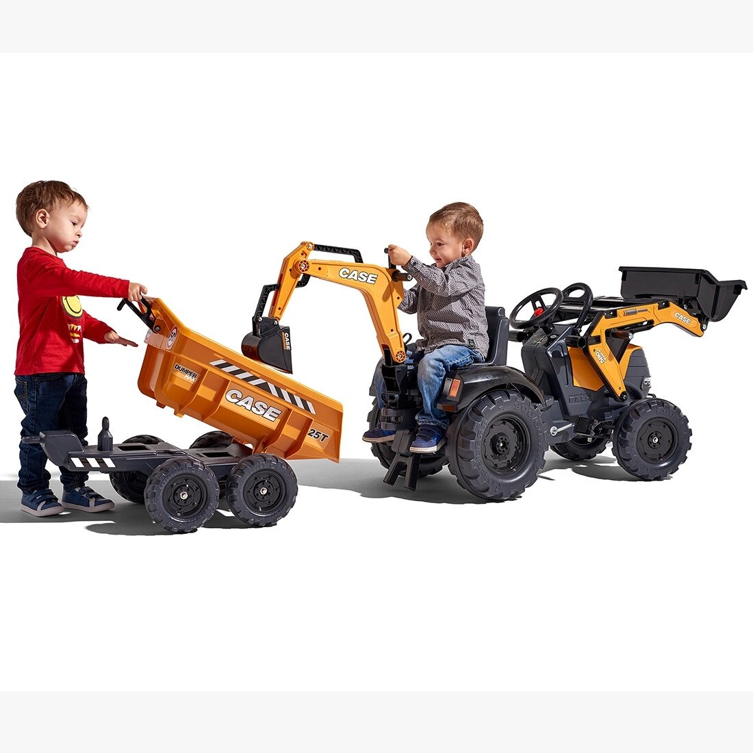 FALK traktorius Case IH Backhoe oranžinis su priekaba, judantis kaušas nuo 3 metų 11 FALK traktorius Case IH Backhoe oranžinis su priekaba, judantis kaušas nuo 3 metų 11