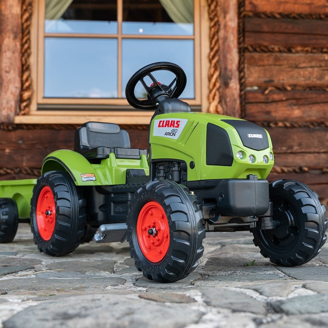 FALK žalias CLAAS pedalinis traktorius su priekaba + signalas nuo 2 metų. 3 FALK žalias CLAAS pedalinis traktorius su priekaba + signalas nuo 2 metų. 3