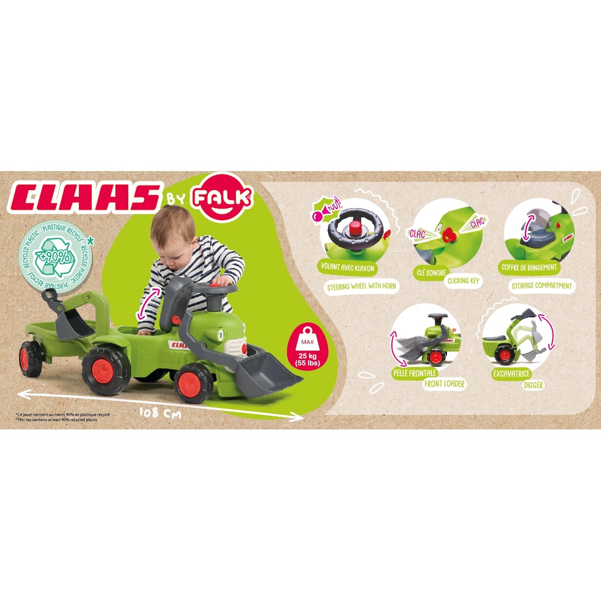 FALK traktoriukas Claas "Jeeiukas" su priekaba, krautuvu ir kau1u 11