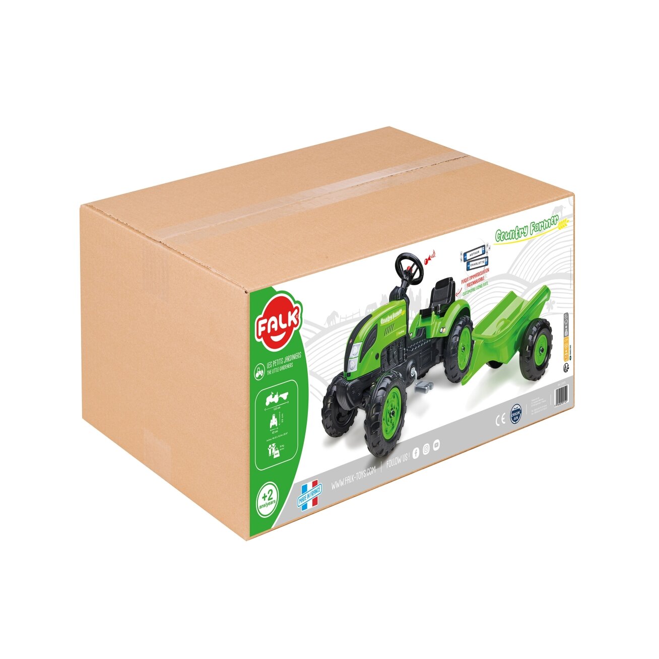 FALK Country Farmer pedalinis traktoriukas su priekaba žalias 2–5 m. 4 FALK Country Farmer pedalinis traktoriukas su priekaba žalias 2–5 m. 4