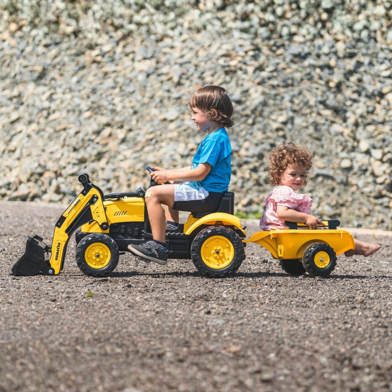 FALK pedalinis traktorius-ekskavatorius Komatsu su priekaba ir kaušu 2–5 metų vaikams 1