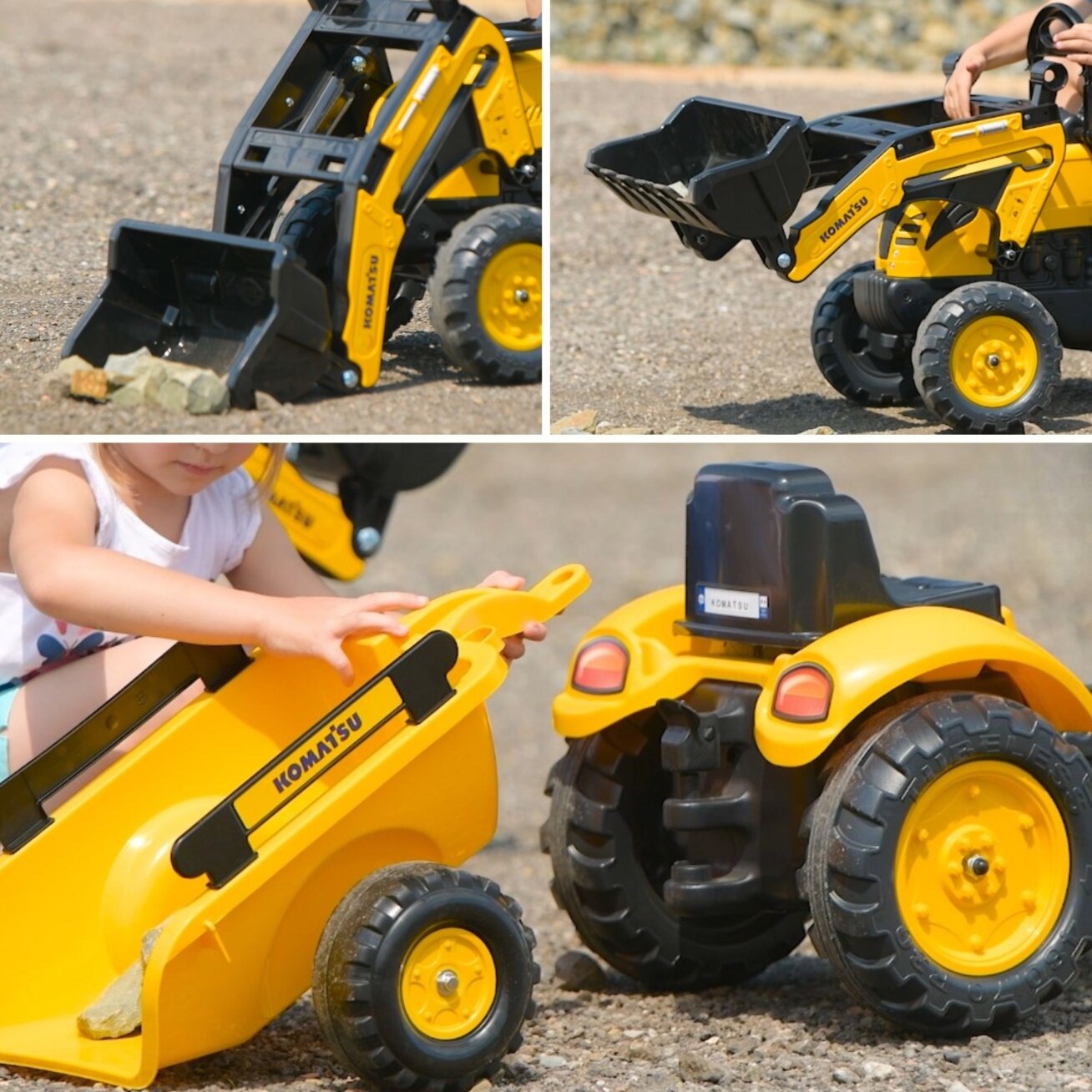 FALK pedalinis traktorius-ekskavatorius Komatsu su priekaba ir kaušu 2–5 metų vaikams 3