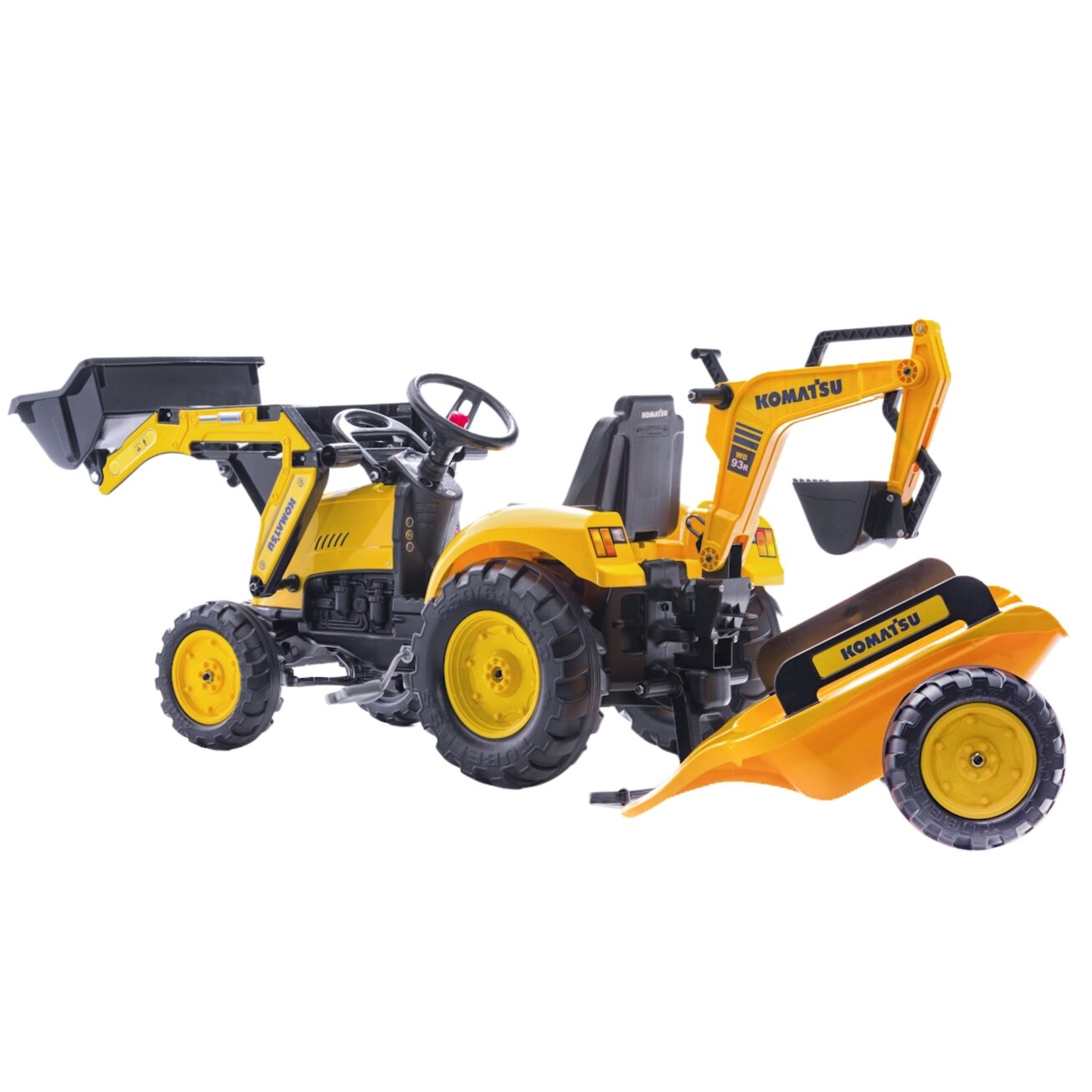 FALK pedalinis traktorius Komatsu ekskavatorius-krautuvas su priekaba 3–7 m. 9 FALK pedalinis traktorius Komatsu ekskavatorius-krautuvas su priekaba 3–7 m. 9