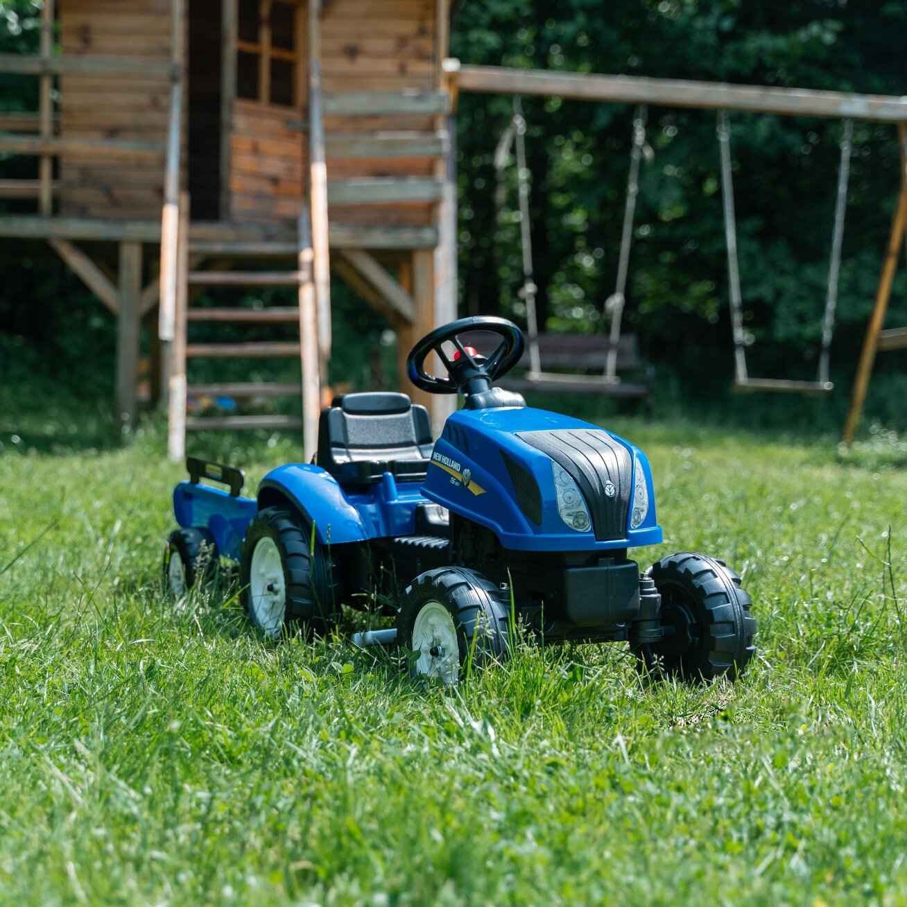 FALK pedalinis traktorius New Holland su priekaba ir atidaromu variklio dangčiu 2–5 m. 9