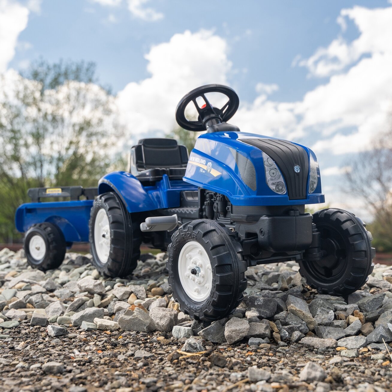 FALK pedalinis traktorius New Holland su priekaba ir atidaromu variklio dangčiu 2–5 m. 13