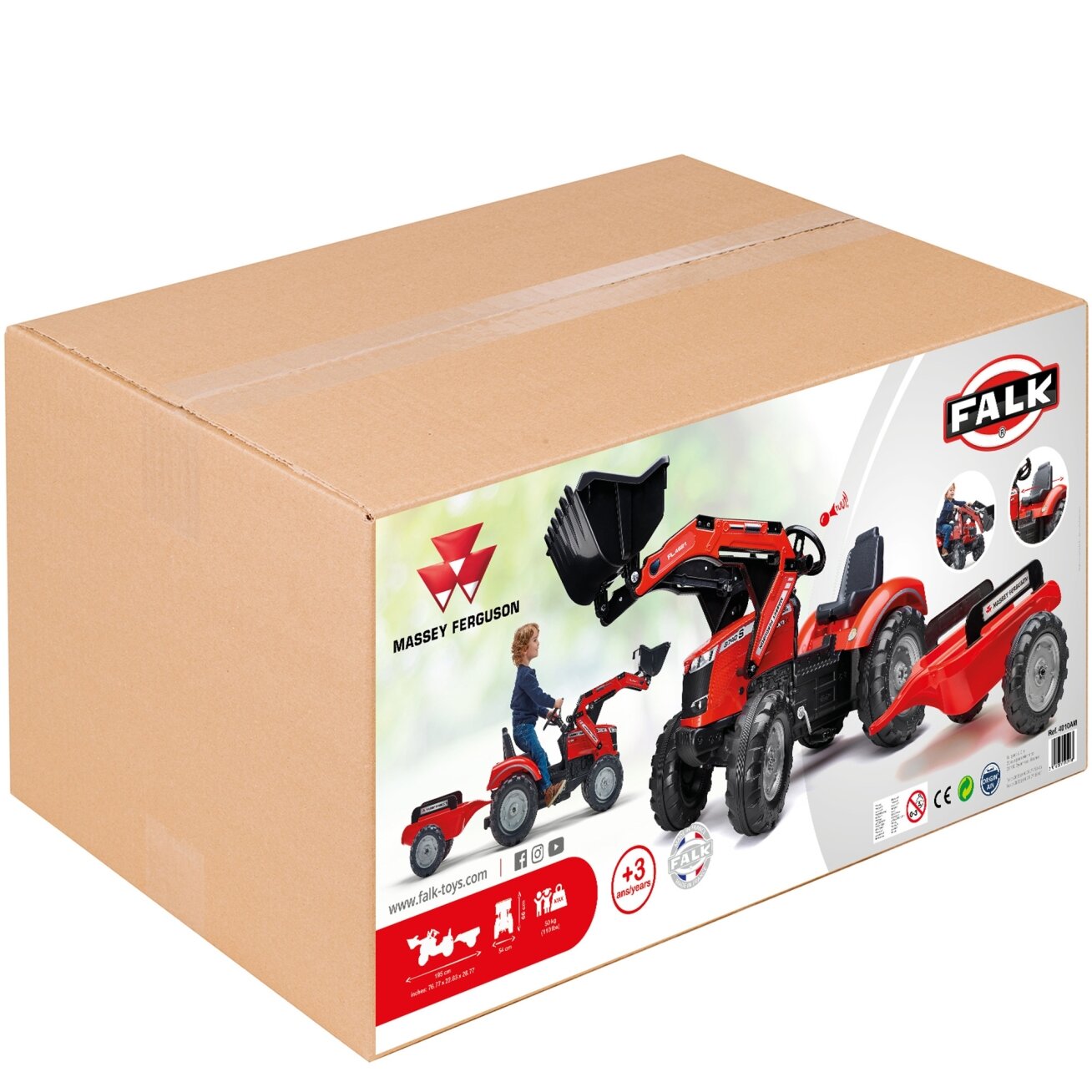 FALK pedalinis traktorius Massey Ferguson 8740S su kaušu ir priekaba 3–7 m. 10