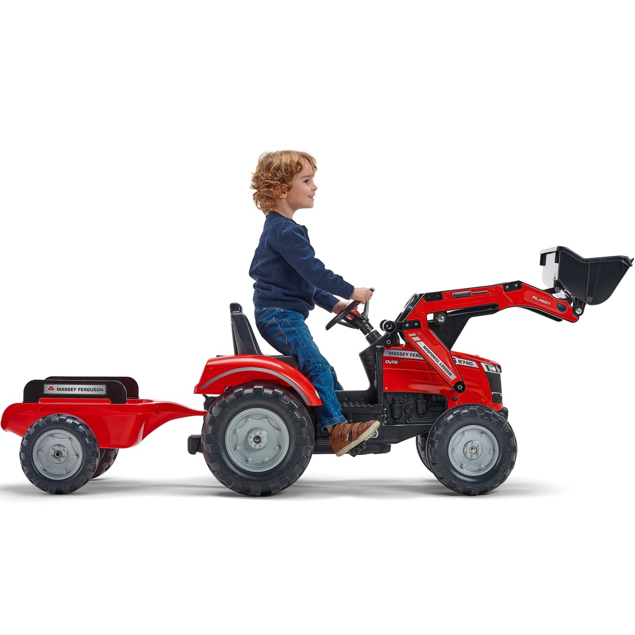 FALK pedalinis traktorius Massey Ferguson 8740S su kaušu ir priekaba 3–7 m. 9