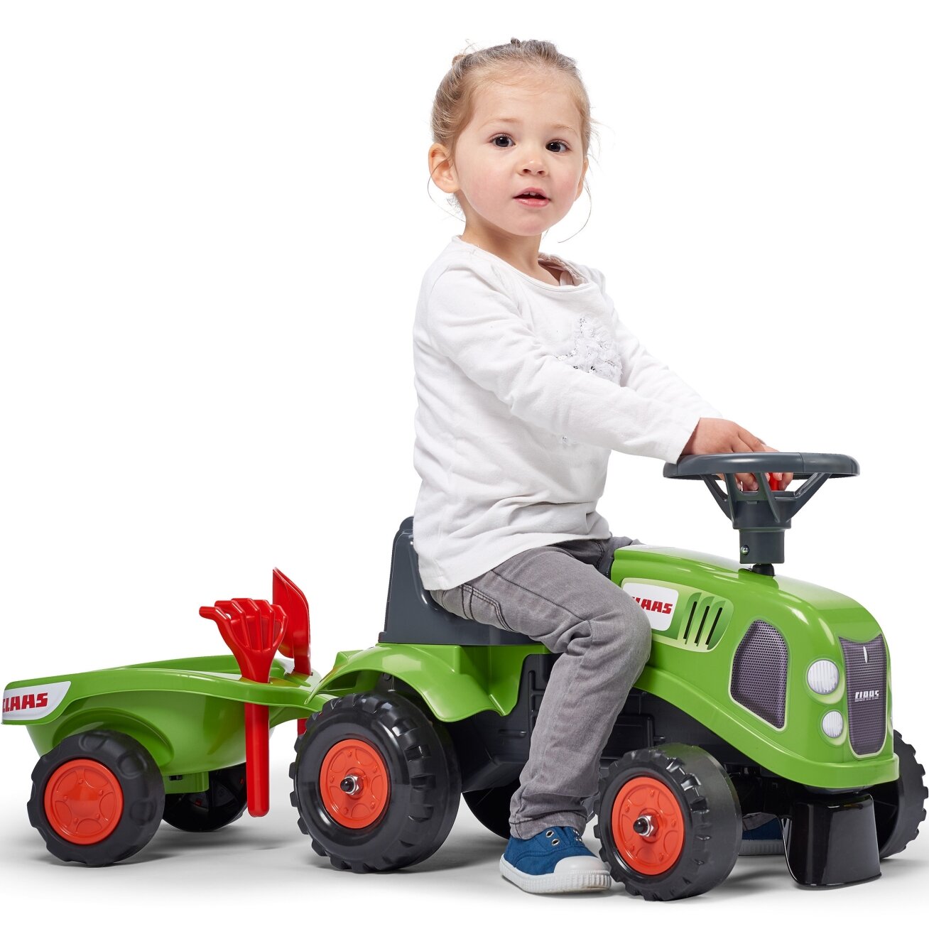 FALK Baby Claas žalias traktoriukas su priekaba + priedai nuo 1 metų 12 FALK Baby Claas žalias traktoriukas su priekaba + priedai nuo 1 metų 12