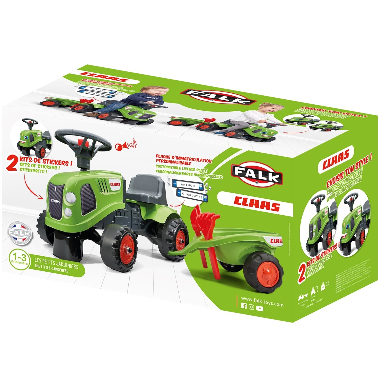 FALK Baby Claas žalias traktoriukas su priekaba + priedai nuo 1 metų 15 FALK Baby Claas žalias traktoriukas su priekaba + priedai nuo 1 metų 15