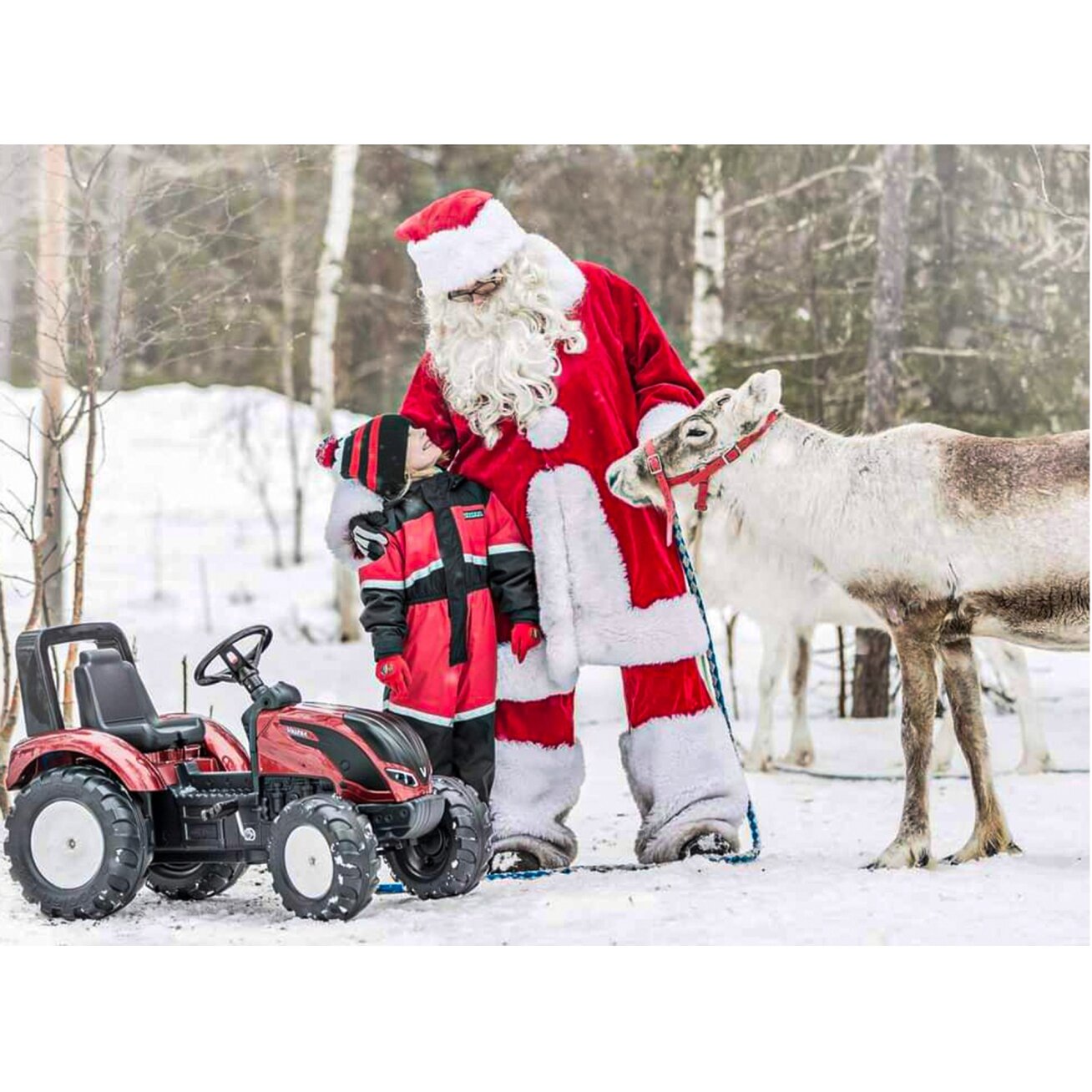 FALK pedalinis traktorius Valtra S4 raudonas su priekaba 3–7 m. 6 FALK pedalinis traktorius Valtra S4 raudonas su priekaba 3–7 m. 6