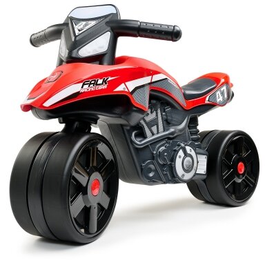 FALK Ežiukas Racing Team raudonas balansinis motocikliukas, platūs ratai, nuo 1 metų