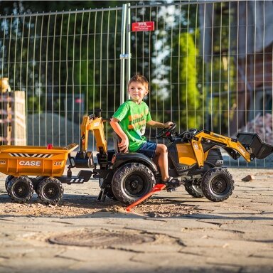 FALK traktorius Case IH Backhoe oranžinis su priekaba, judantis kaušas nuo 3 metų