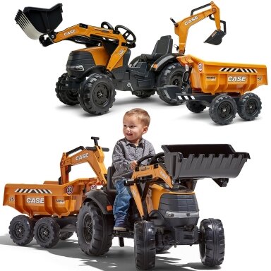 FALK traktorius Case IH Backhoe oranžinis su priekaba, judantis kaušas nuo 3 metų