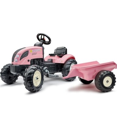 FALK pedalinis traktorius Country Star rožinis + priekaba ir garso signalas 2–5 m.
