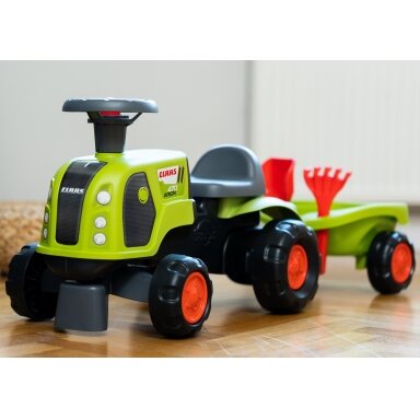 FALK Ježukas Claas 470 Arion žalias su priekabėle + smėlio rinkinys