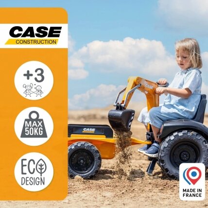 FALK pedalinis traktorius Case CE su ekskavatorium, frontiniu krautuvu ir priekaba 3–7 m. 9