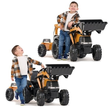 FALK pedalinis traktorius Case CE su ekskavatorium, frontiniu krautuvu ir priekaba 3–7 m. 15 FALK pedalinis traktorius Case CE su ekskavatorium, frontiniu krautuvu ir priekaba 3–7 m. 15