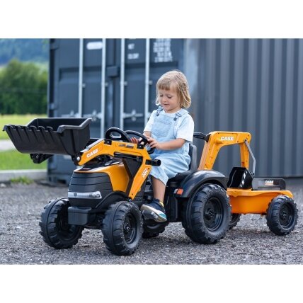 FALK pedalinis traktorius Case CE su ekskavatorium, frontiniu krautuvu ir priekaba 3–7 m. 6 FALK pedalinis traktorius Case CE su ekskavatorium, frontiniu krautuvu ir priekaba 3–7 m. 6