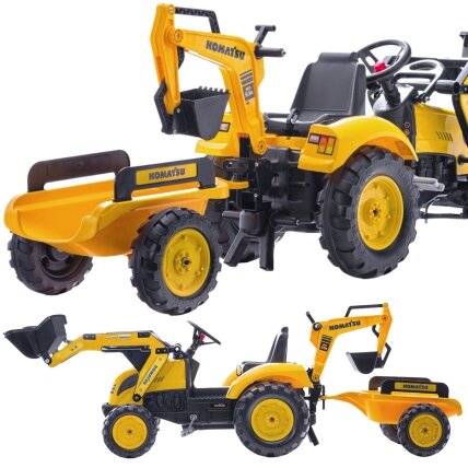 FALK pedalinis traktorius Komatsu ekskavatorius-krautuvas su priekaba 3–7 m. FALK pedalinis traktorius Komatsu ekskavatorius-krautuvas su priekaba 3–7 m.