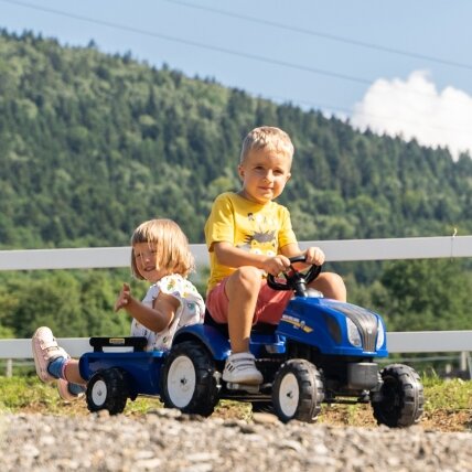 FALK pedalinis traktorius New Holland su priekaba ir atidaromu variklio dangčiu 2–5 m. 15