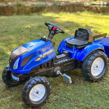 FALK pedalinis traktorius New Holland su priekaba ir atidaromu variklio dangčiu 2–5 m. 4